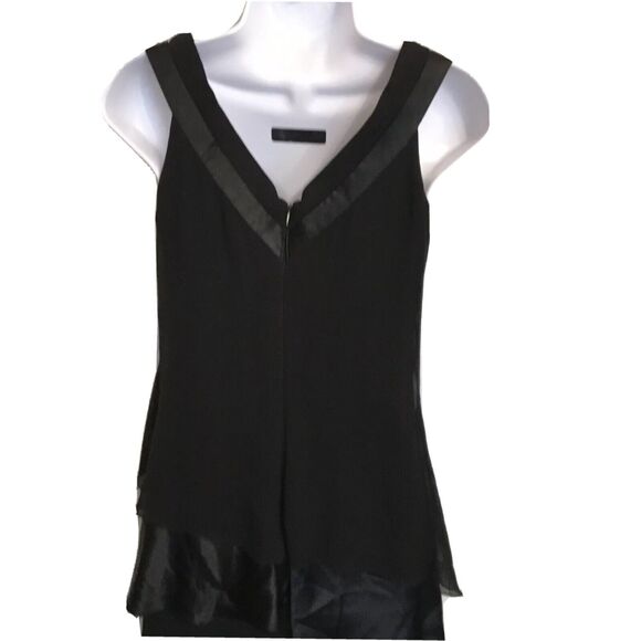 TADASHI SHOJI Black Silk Tiered V-neck Gown Sleeveless Size 6 Stunning - Picture 5 of 12